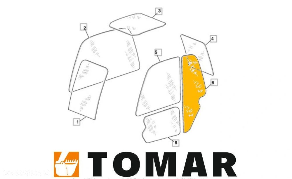 Szyba - lewa strona JCB 530,531,535,540,541, B02 827/80213 ZAM - 1