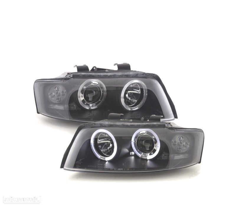 FARÓIS AUDI A4 B6 00-04 ANGEL EYES FUNDO PRETO - 1