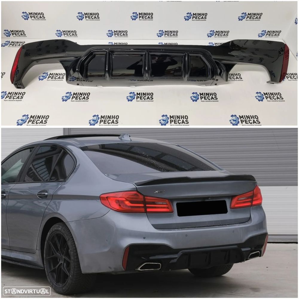 Difusor Traseiro BMW Série 5 (G30/G31) Look M5 Preto Brilho - 1
