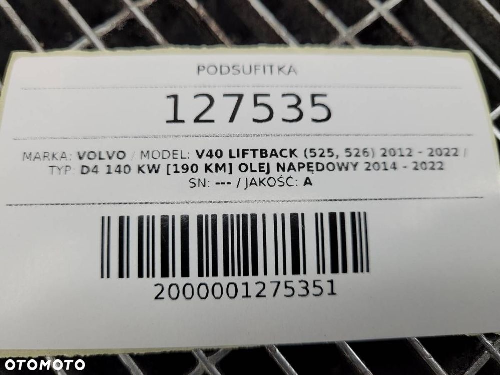 PODSUFITKA DACH CZARNY VOLVO V40 II EU - 10