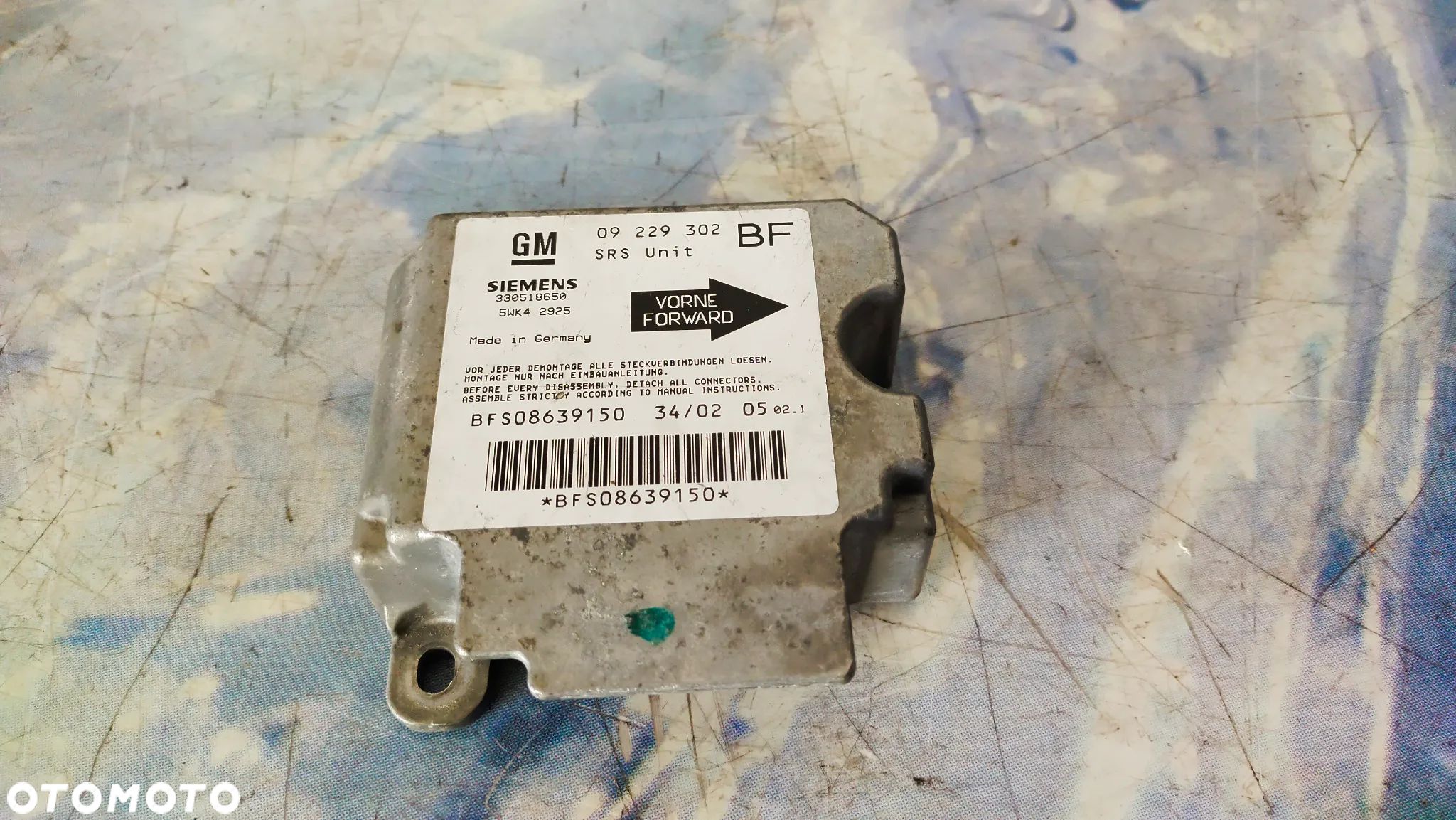 STEROWNIK MODUŁU PODUSZEK OPEL ASTRA  09 229 302 - 1