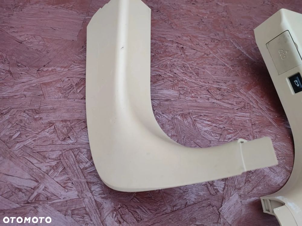 BMW E60 / E60 LCI / E61 / E61 LCI. ORYGINALNA OBUDOWA PROGU LEWA / PRAWA / MASKOWNICA RĄCZKI MASKI / ZAŚLEPKA OBD W KOL. BEŻOWYM + PRZYCISK OTWIERANIA BAGAŻNIKA O NR: 6 987 055 / 6 987 058 OEM. SPRAWNE W 100%. - 3