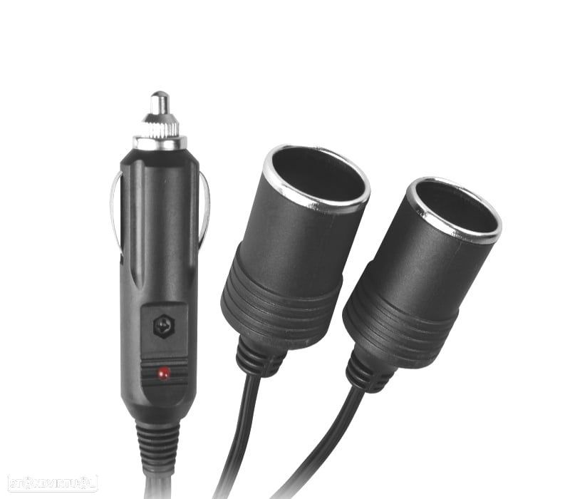 CARREGADOR DE ISQUEIRO 12V COM 2 ENTRADAS E CABO 28CM - 1