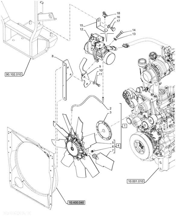 New Holland T6070 Wentylator 9 blades, 620mm od, cw rotation 47569433 - 1