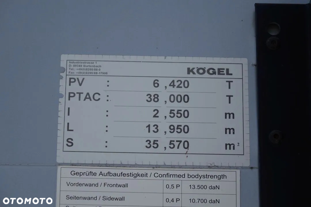 Kögel FIRANKA / STANDARD / 2 OSIE PODNOSZONE / SAF / NOWE PLANDEKI / KOSZ I KOŁO ZAPASOWE - 29