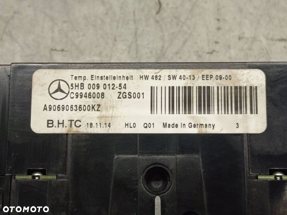 Panel klimatyzacji Mercedes-Benz Sprinter W906 A9069063600 - 13
