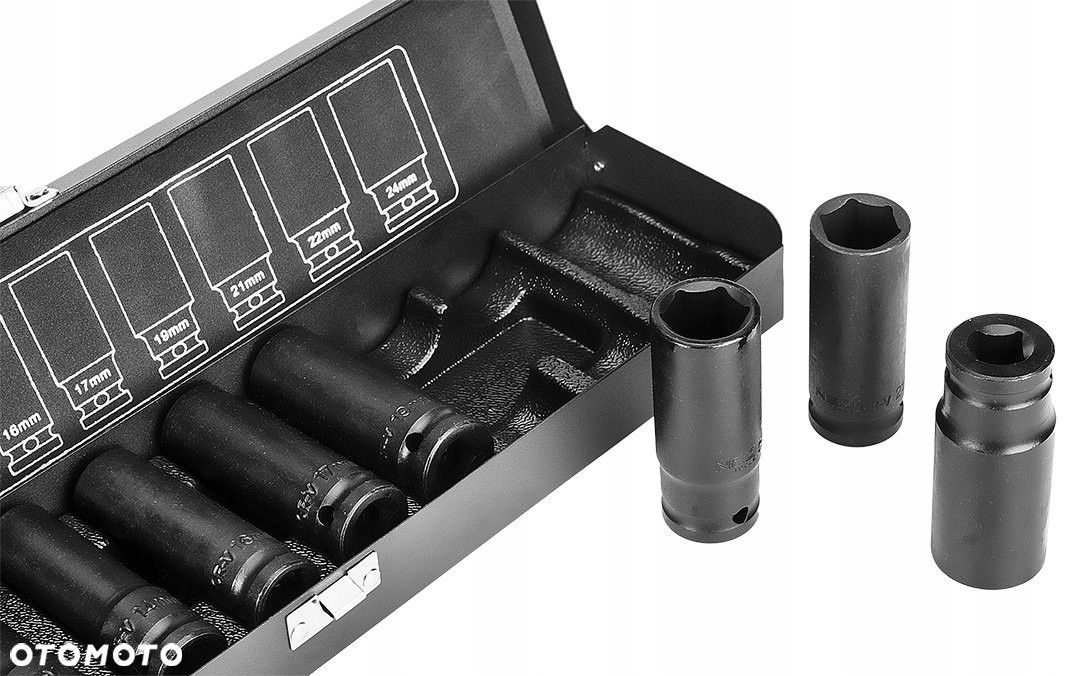 NEO 12-102 NASADKI UDAROWE DŁUGIE 11 ELEM 10-24mm 1/2 METALOWA WALIZKA - 8