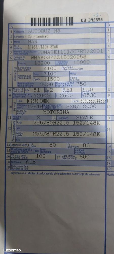 Piese autocar Man Lion Star RH463 din 2001 - 8