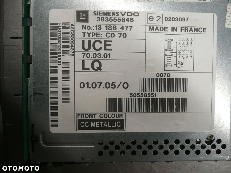 OPEL VECTRA C LIFT KOMBI 05-08 RADIO CD 13188477 - 2