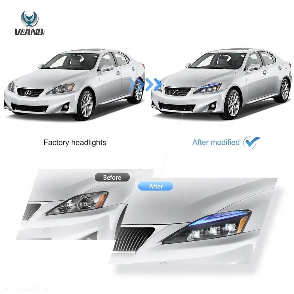 reflektor lampa kpl led black lexus is 200 220 250 350 isf ii 2 2006-2013 - 11