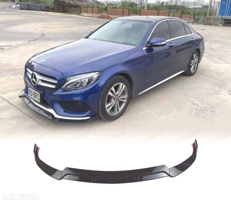 SPOILER LIP FRONTAL MERCEDES CLASE C W205 14-18 LOOK AMG PRETO BRILHANTE - 1