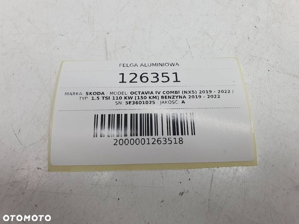 FELGA ALUMINIOWA 17 7J ET46 SKODA OCTAVIA IV 5E3601025 - 8