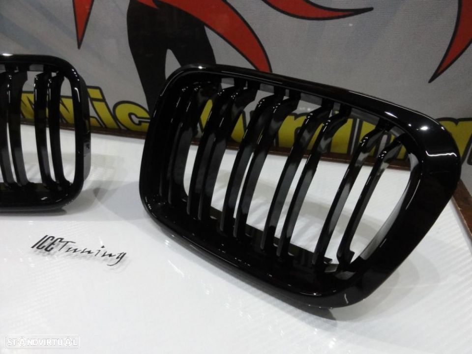 Grelha frontal em preto piano brilhante para BMW E46 98-01 M4 look / dupla lamina em plástico ABS - 9