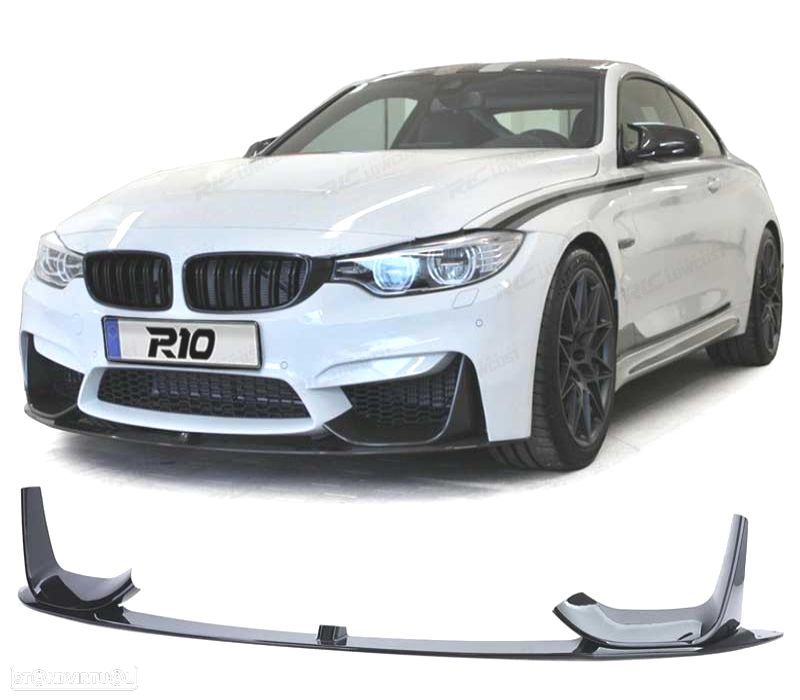 SPOILER LIP FRONTAL BMW F80 M3 F82 F83 M4 14- PRETO BRILHANTE - 1