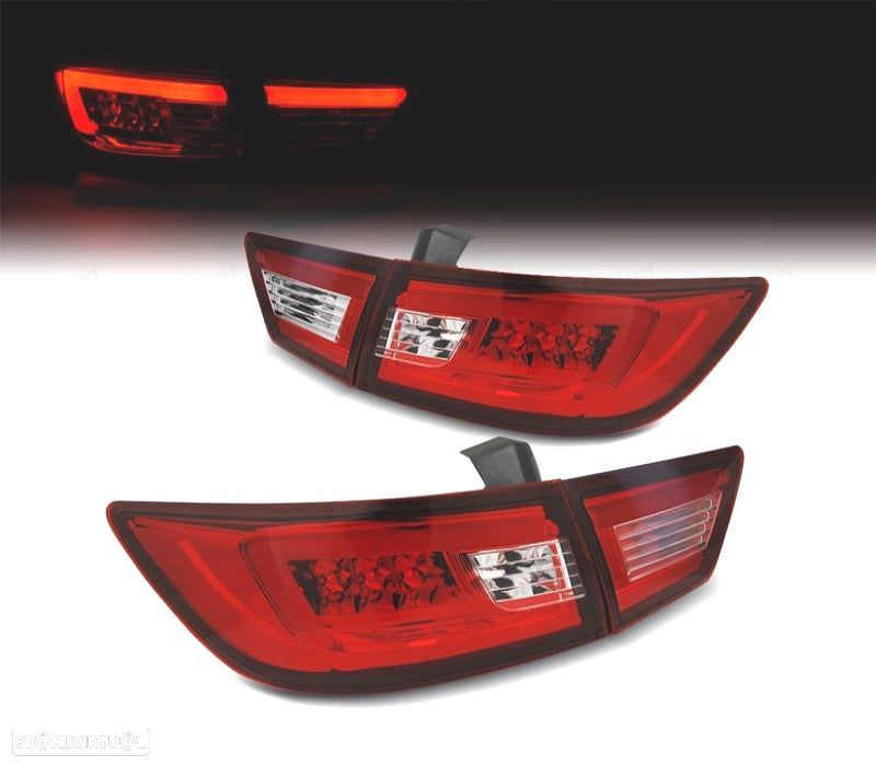 FAROLINS TRASEIROS PARA RENAULT CLIO 4 13-16 LIGHT BAR FUNDO VERMELHO CROMADO - 1