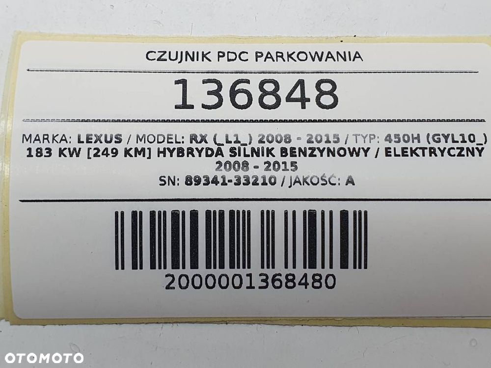 CZUJNIK PDC PARKOWANIA LEXUS RX 450H III 89341-33210 - 5