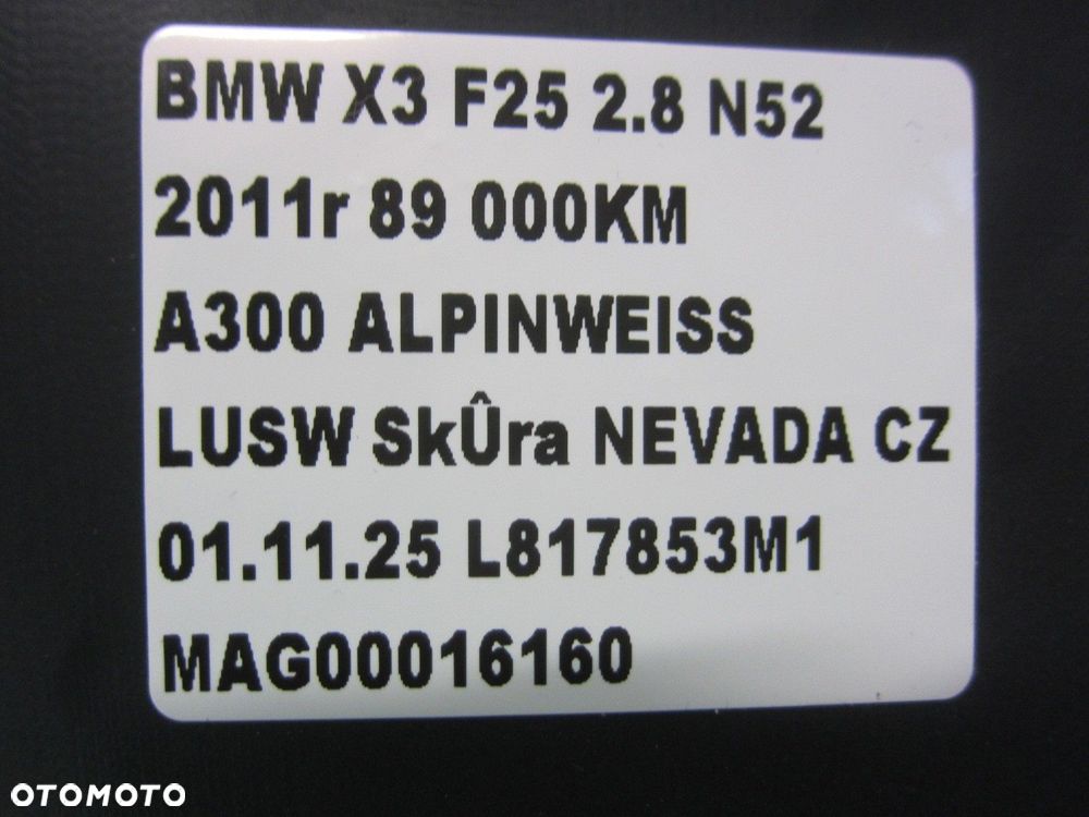 BMW X3 F25 BOCZEK DRZWI SKÓRA NEVADA PRAWY TYŁ CZARNY 51427279930 7279930 - 10