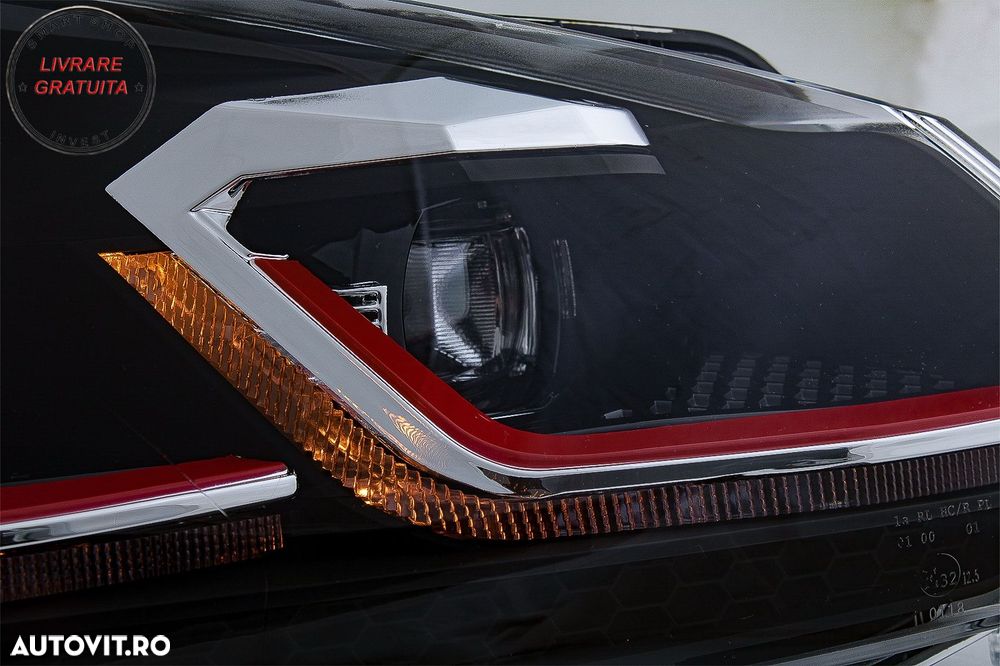 Faruri LED VW Golf 6 VI (2008-2013) Facelift G7.5 GTI Design Rosu Semnalizare Secv- livrare gratuita - 6
