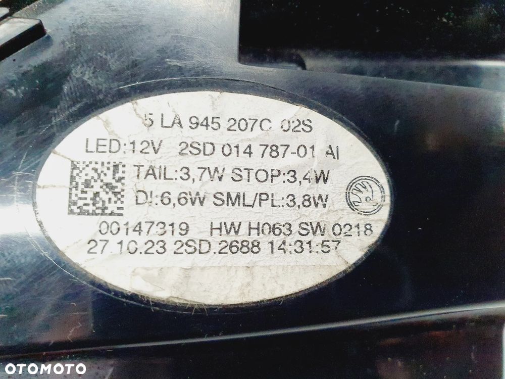 SKODA ENYAQ IV LAMPA TYŁ LEWA CRYSTAL LIGHTING LED ORYGINAŁ EU!! 5LA945207C - 7
