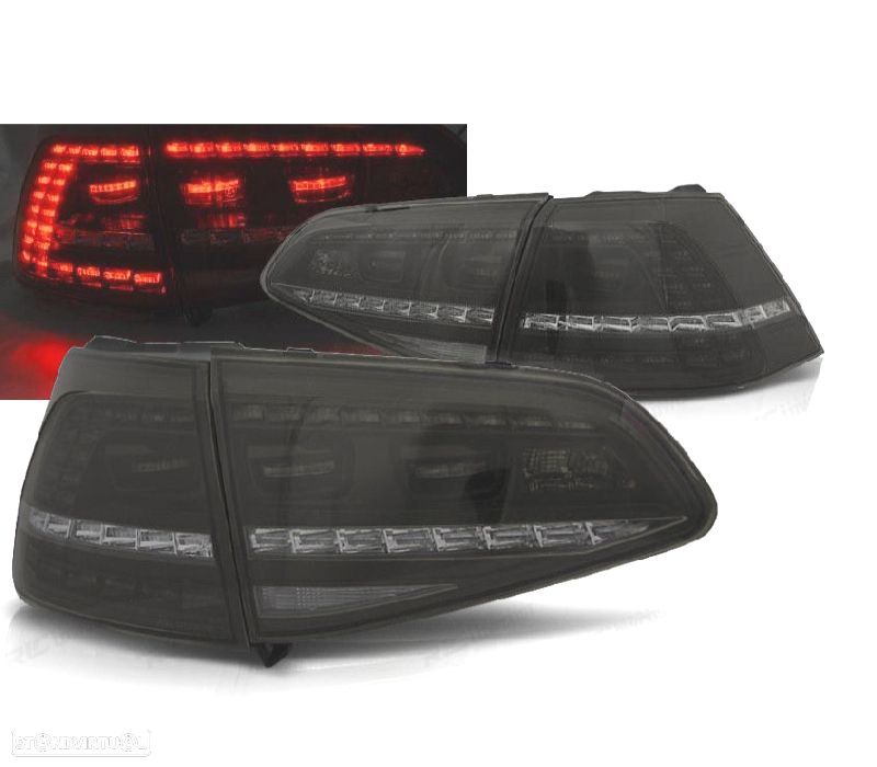 FAROLINS VOLKSWAGEN VW GOLF 7 12-16 LOOK GTI COM PISCAS DE LED DINÂMICOS FUMÊ - 1