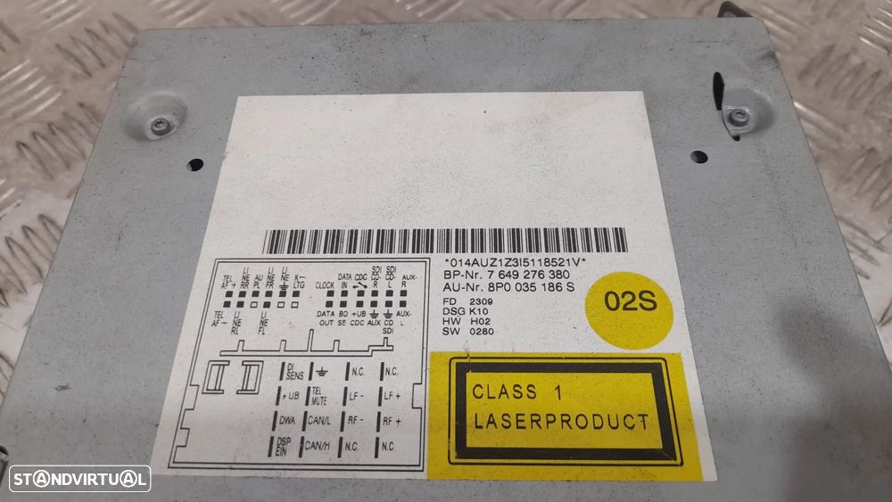 RADIO AUTORADIO LEITOR CD AUDI A3 8P 8P0035186S 8P0035186 CONCERT DISPLAY COMANDOS COMUTADOR PAINEL CONTROLO COMUNICAÇÃO - 8