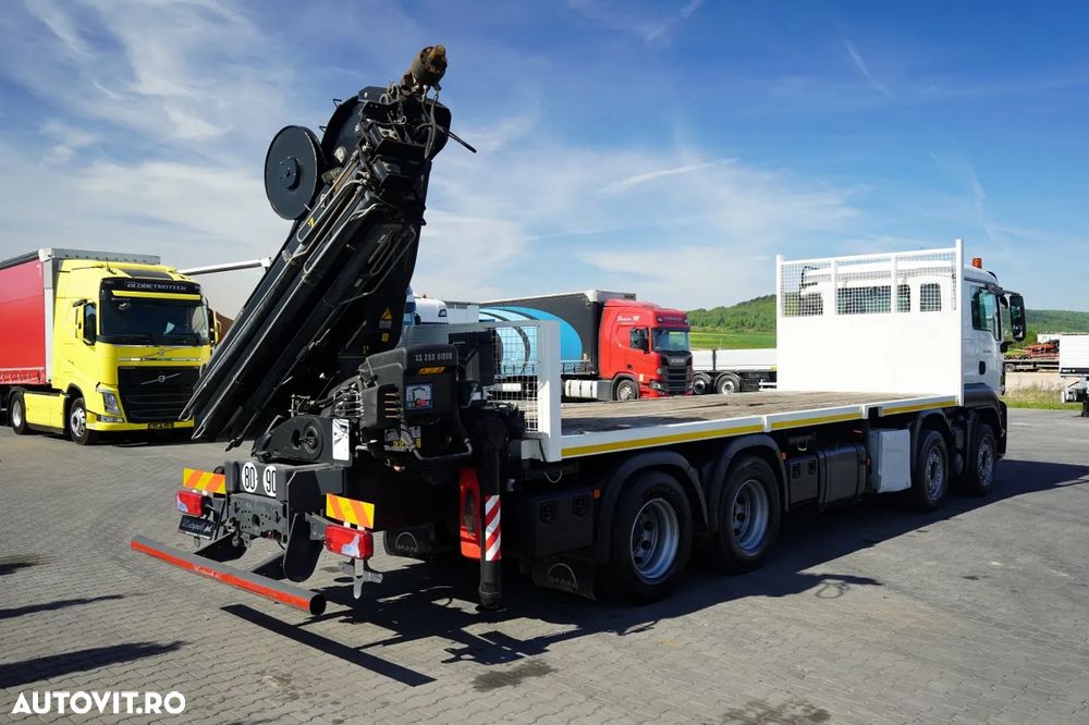 MAN TGS 35.480 / 8x4 / HDS HIAB 288 EP-5, rază de acțiune: 12,7 m / platformă laterală - 7,4 m / capacitate de ridicare: 9400 kg / EURO 6 / RADIOCOMANDĂ - 11