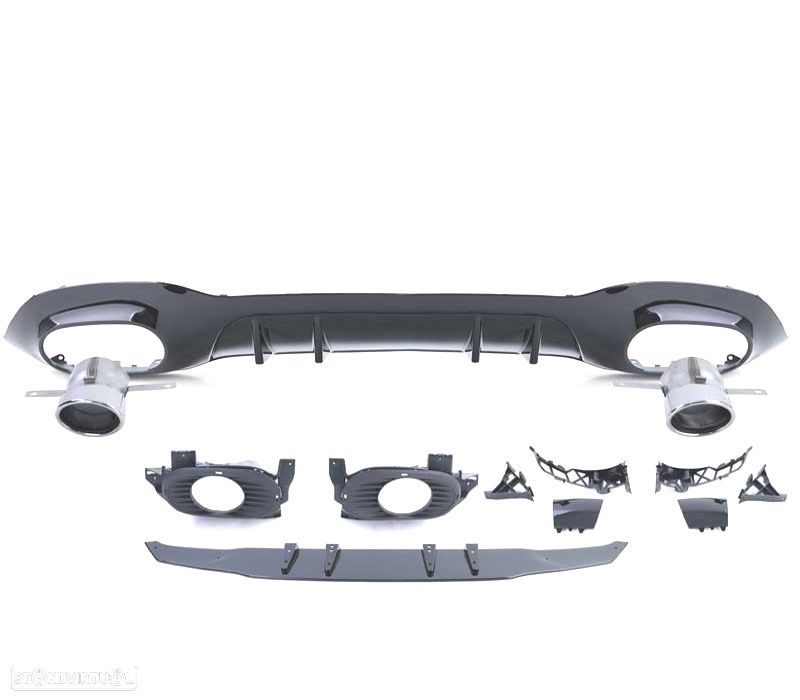 DIFUSOR MERCEDES CLASE A W177 18- A35 LOOK AMG PRETO BRILHANTE + PONTEIRAS ESCAPE - 3
