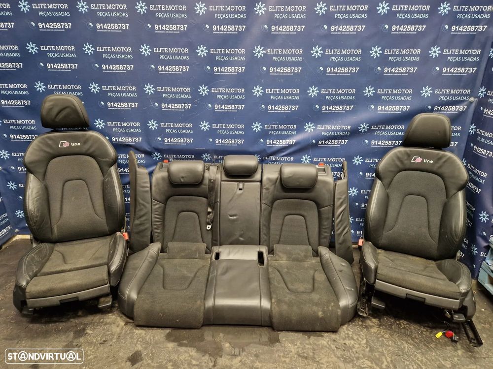Jogo de bancos usados AUDI A4 B8 S-LINE PELE TECIDO PRETOS AQUECIDOS - 3