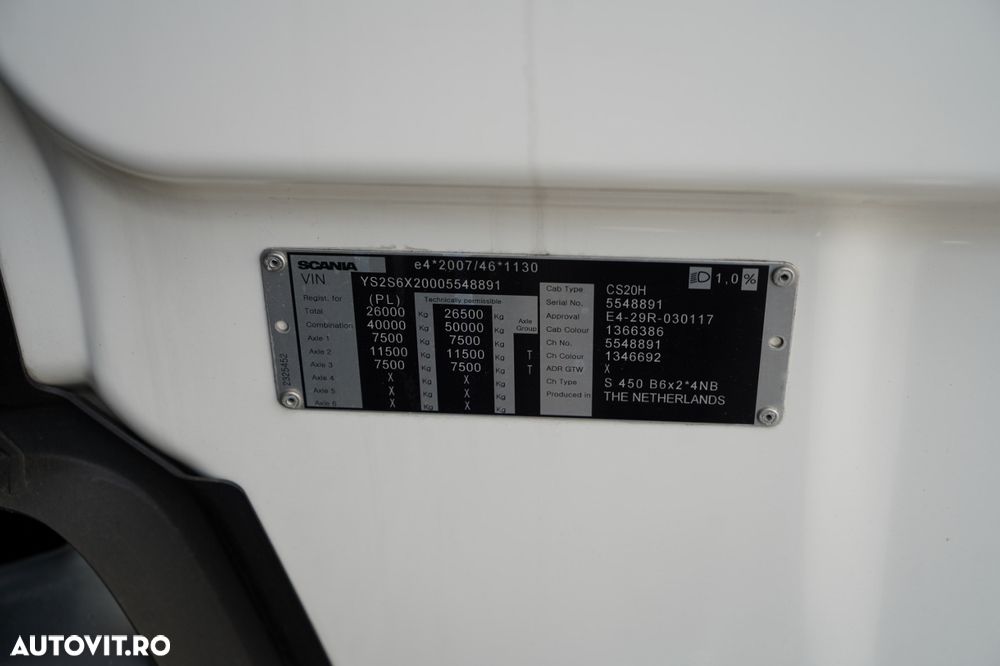 Scania S 450 / CORTINĂ 7,7 M / 60 M3 / SOLO / 6X2 / AXĂ RIDICATĂ / 2019 / - 36