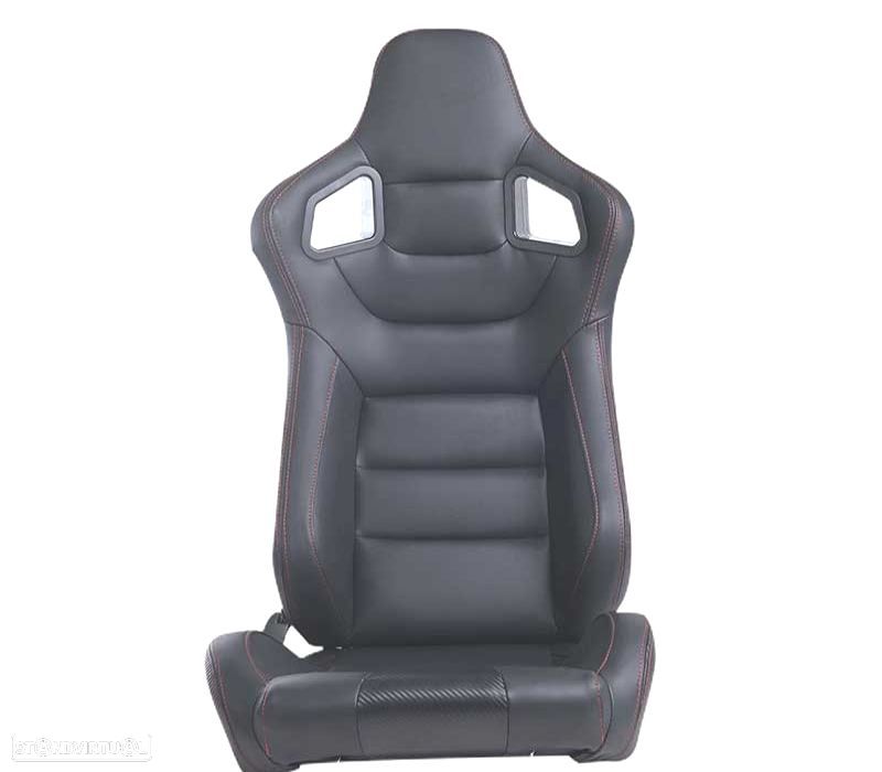 KIT BANCO SEMI BAQUET TIPO RS EM PELE PRETA COSTURA VERMELHO - 6