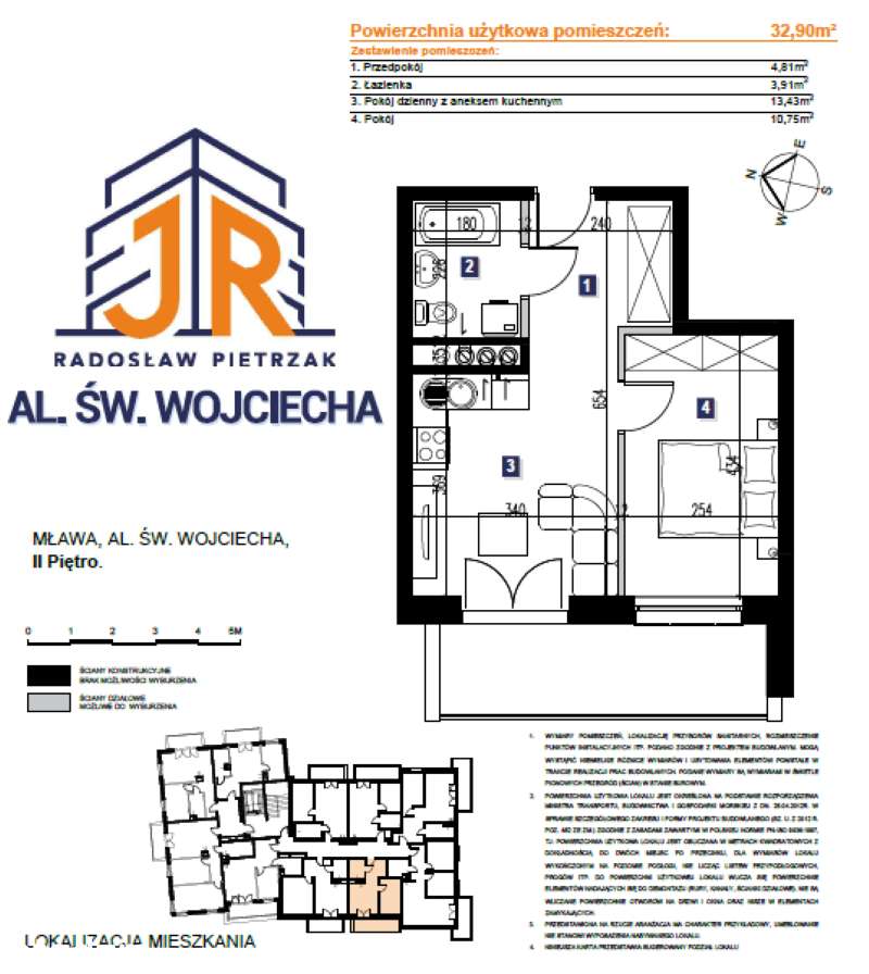 Mieszkanie Aleja Świętego Wojciecha 32,90m2 - Mława w Budowie