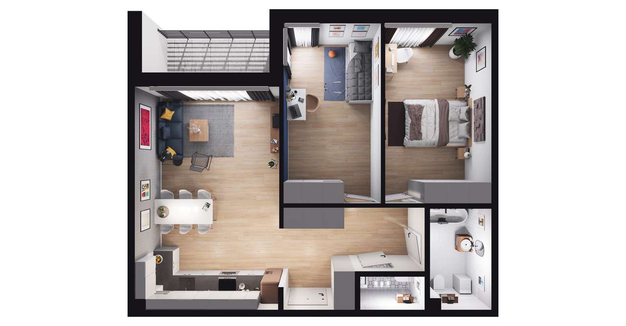 3-pokojowe mieszkanie 72m2 + loggia - Pełny obrazek: 2/23