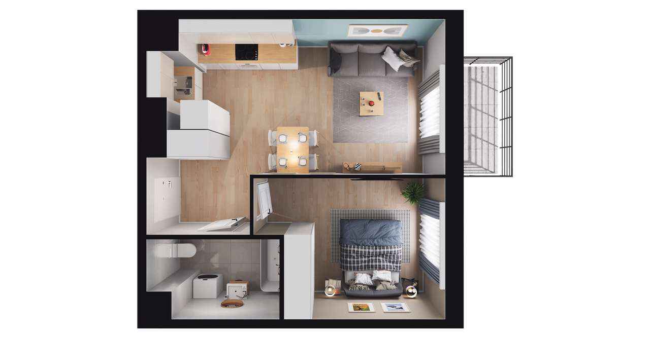 2-pokojowe mieszkanie 37m2 + balkon Bez Prowizji - Pełny obrazek: 2/12
