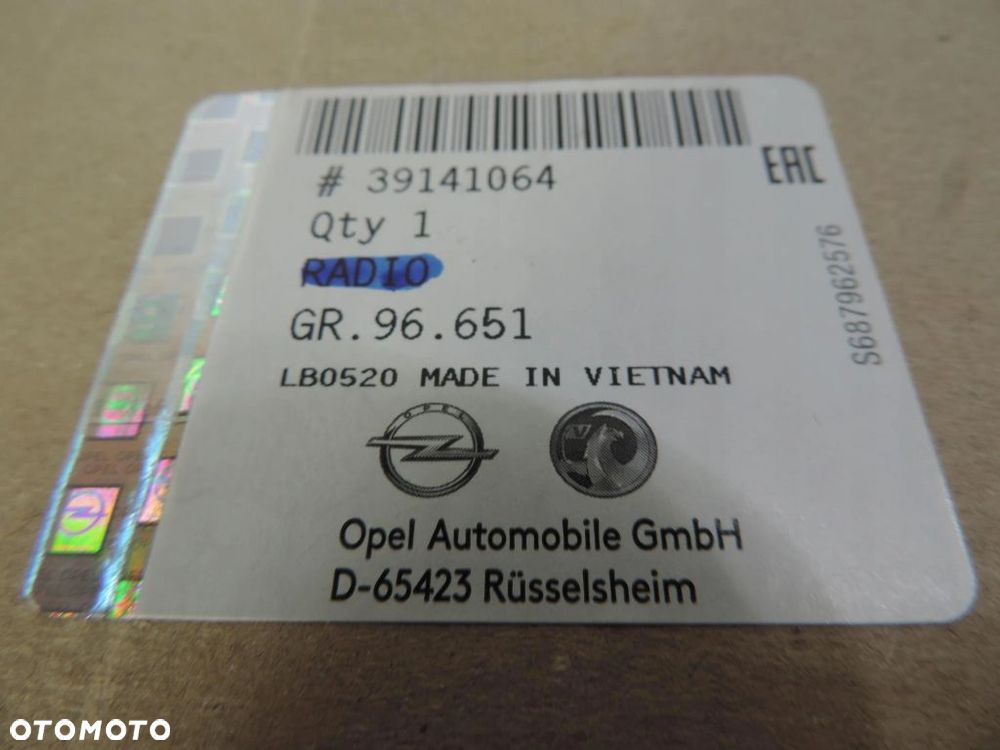 RADIO OPEL ZAFIRA C 39141064 NOWE ORYGINAŁ - 2