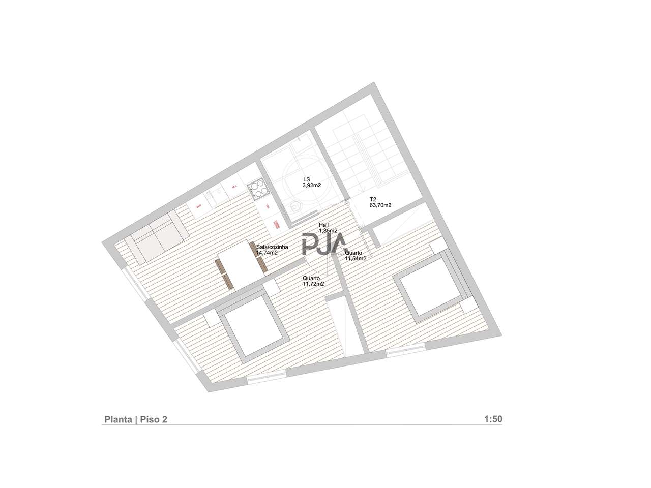 Apartamento T2 para arrendar em Abraveses, Viseu - Grande imagem: 3/6