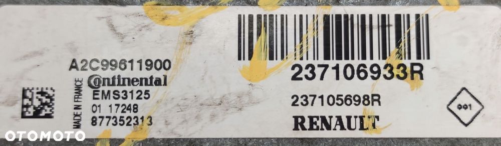 RENAULT STEROWNIK SILNIKA A2C99611900 237106933R - 16