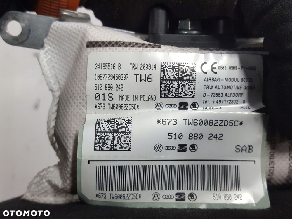 VW GOLF 7 VII SPORTSVAN 14r- PODUSZKA AIRBAG FOTELA PRAWA 510880242 - 2
