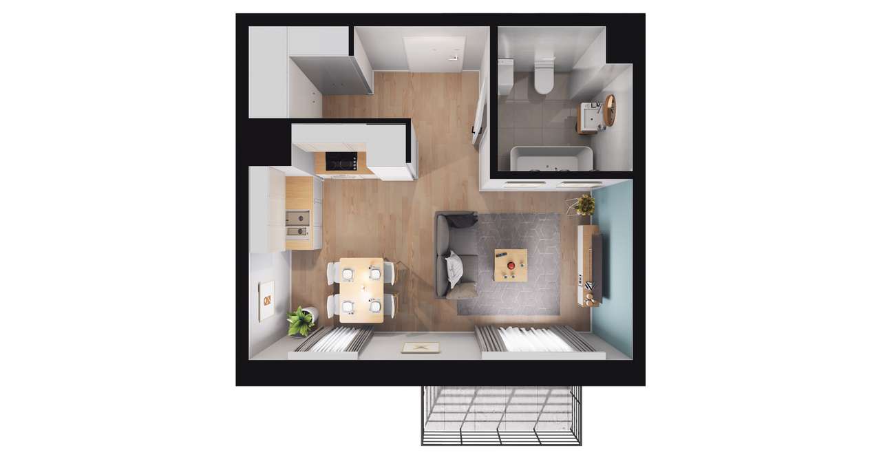 1-pokojowe mieszkanie 27m2 + balkon Bezpośrednio - Pełny obrazek: 3/13