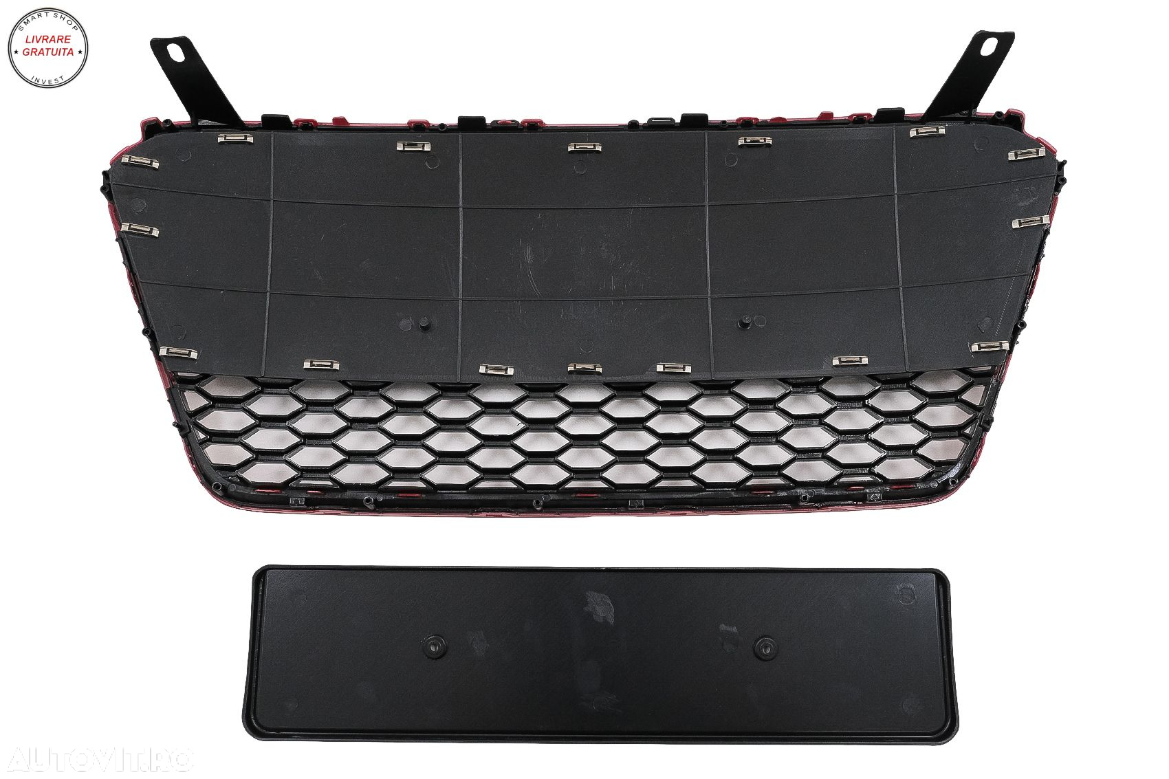 Grila Centrala Audi R8 42 (2013-2015) RS Design Negru Lucios/ Rosu- livrare gratuita - 5