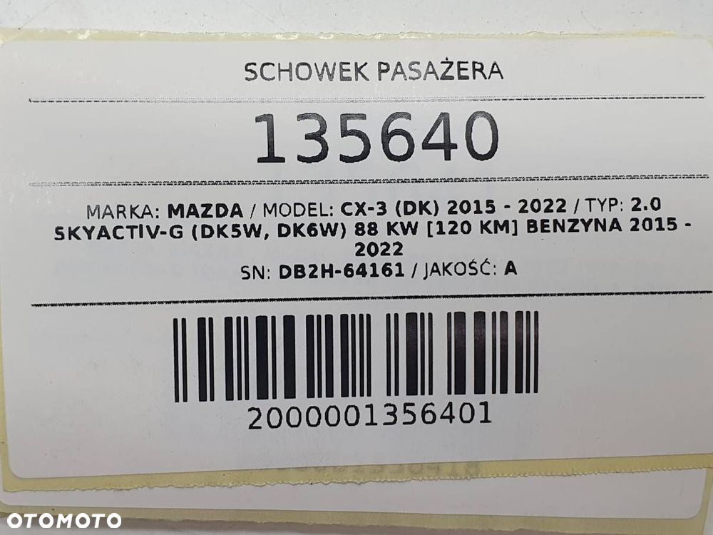 SCHOWEK PASAŻERA PÓŁKA KONSOLI DESKI MAZDA CX-3 DK EUROPA DB2H-64161 - 8