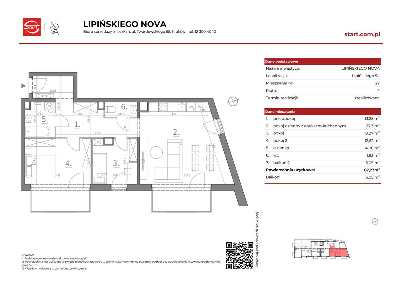 3-pokojowe mieszkanie 67m2 + balkon - Pełny obrazek: 2/15