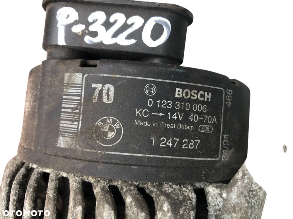P-3220. Alternator 6PK 70A 0123310006 BMW E36 1.6 Benz (1990–1999) 1247287 - Gwarancja Wysyłka - 3