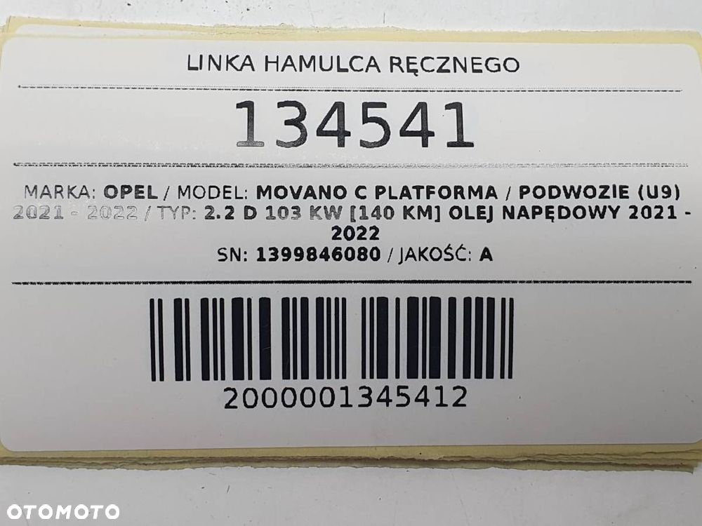 LINKA HAMULCA RĘCZNEGO OPEL MOVANO C DUCATO BOXER III 1399846080 ORYGINAŁ - 5