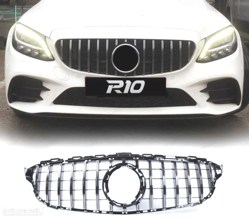 GRELHA FRONTAL MERCEDES W205 S205 14-18 AMG GT PRETO CHROMADO - 1