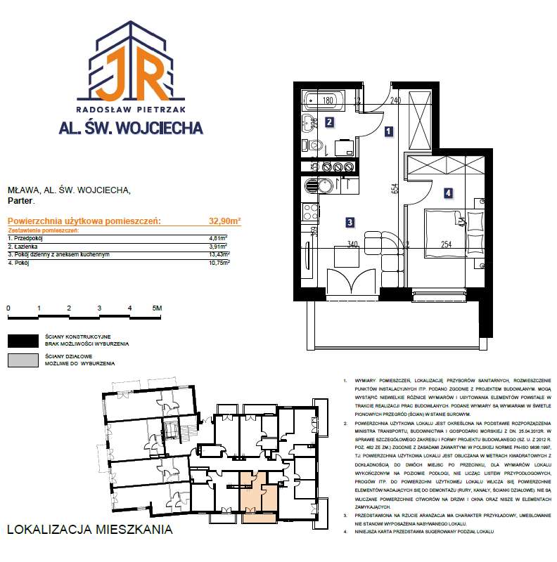 Mieszkanie Ogródek Aleja Świętego Wojciecha 32,90m2 - Mława w Budowie