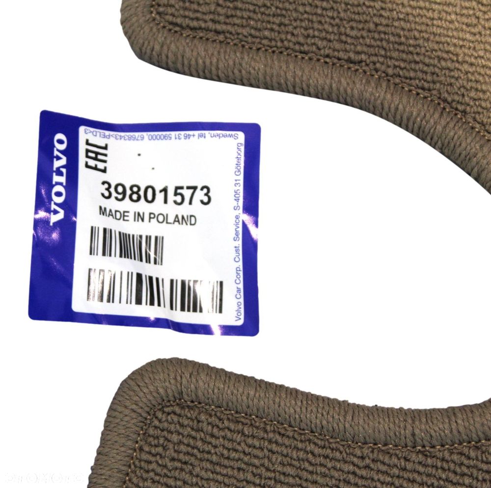 VOLVO S60 V60 oryginalne dywaniki welurowe Mocca Brown OE 39801573 - 2