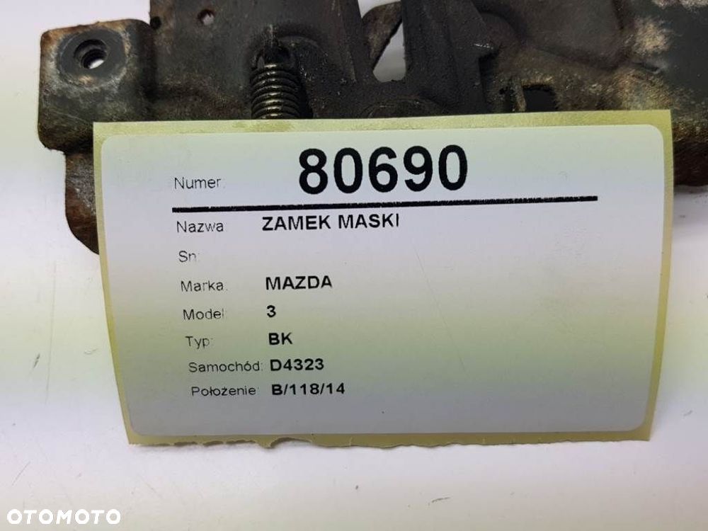 ZAMEK MASKI MAZDA 3 BK 2004 EUROPA - 3