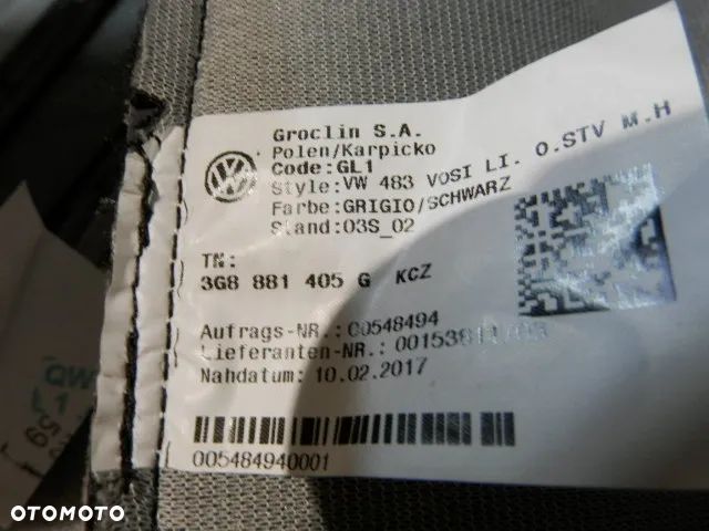 FOTEL FOTELE KANAPA OPARCIE SIEDZISKO BEZ PODNOZKA PRAWE LEWE POSZYCIE TAPICERKA SKORA GRIGIO / SCHWARZ KCZVOLKSWAGEN ARTEON 3G8 ORYGINAŁ - 4