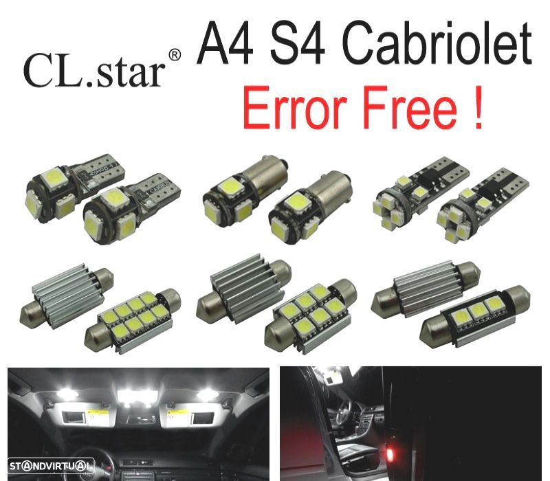 KIT COMPLETO DE 19 LÂMPADAS LED INTERIOR PARA AUDI A4 S4 CONVERTIBLE CABRIOLET CABRIO 2002-2009 - 1