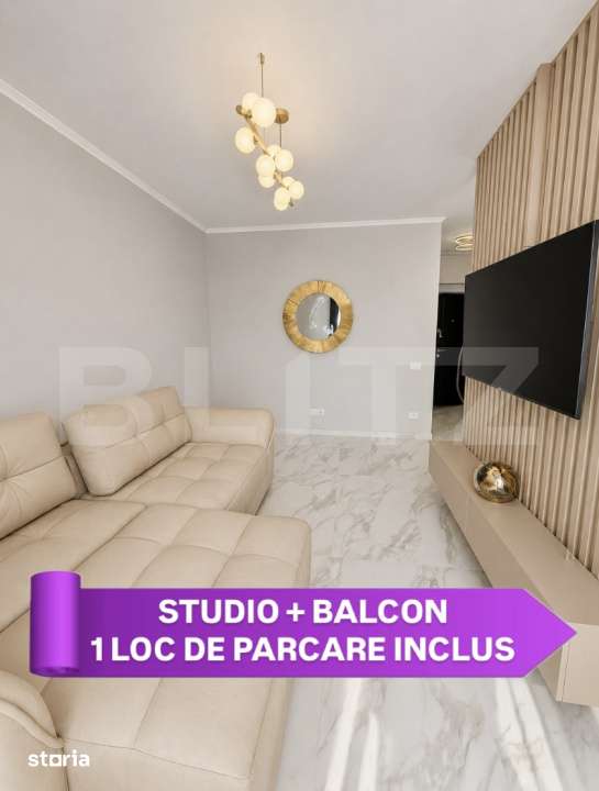 Apartament o camera, 31,70 mp + Balcon 6 mp, TVA INCLUS, zona Sud — fotografia 1